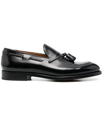 Doucal's Polished Leather Loafers In Nero