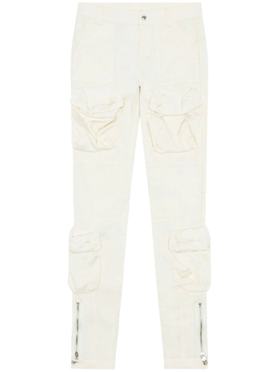 Diesel Pantaloni Cargo In Raso Stretch In White