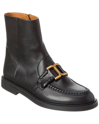Chloé Marcie Leather Ankle Boots In Black