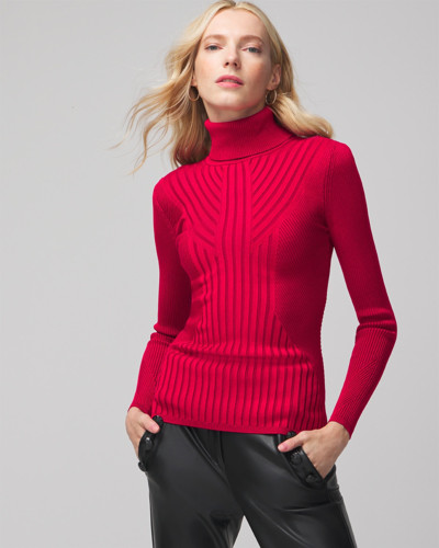 White House Black Market Long-sleeve Ribbed Turtleneck In Red