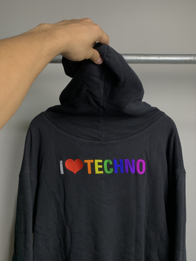 Pre-owned Balenciaga Double Layered I Love Techno Hoodie In Black