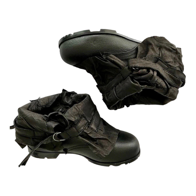 Pre-owned Yasuyuki Ishii Leather Combat Boots Ss10 In Black