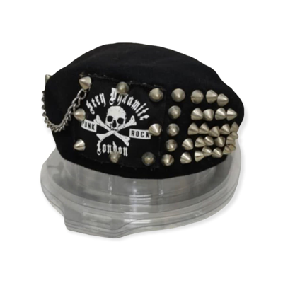 Pre-owned Rebel X Seditionaries Sexy Dynamite London Punk Chain Studded Beretta Hat In Black
