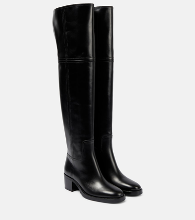 Gucci Logo Leather Boots In Black