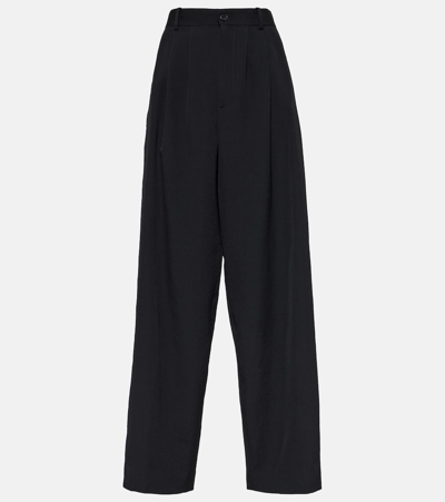 The Row Rufus Wool Wide-leg Trousers In Black