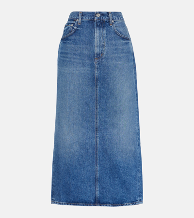 Citizens Of Humanity Denim Midi Skirt In Daru (med Ind)