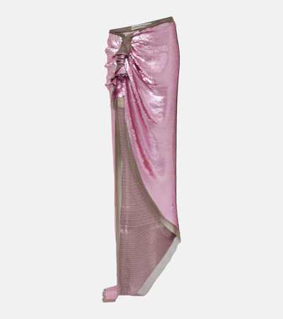 Rick Owens Edfu Embellished Chiffon Maxi Skirt In Pink