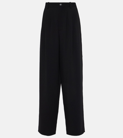 The Row Rufus Wool Wide-leg Trousers In Black