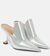 Bottega Veneta Rocket Mules In Silver Leather In Metallic