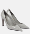 Prada Pointed-toe Leather Pumps In Gray