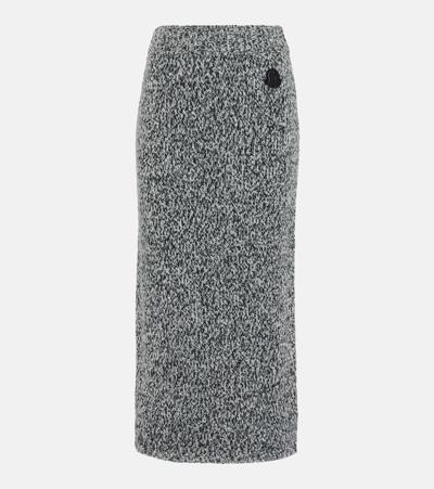 Moncler Tricot Wool Blend Knit Skirt In Black,white