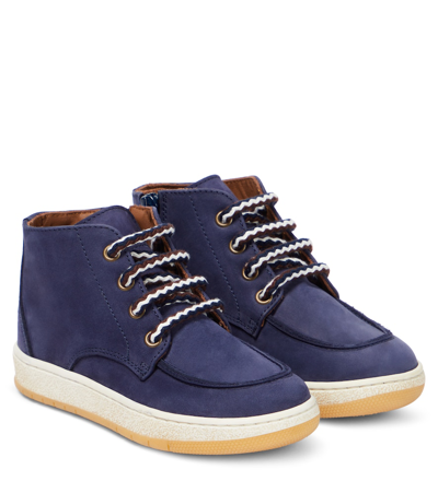 Pèpè Kids' Morbidone Suede Sneakers In Blue