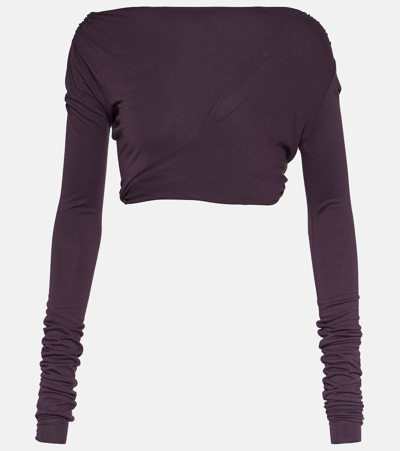 Rick Owens Lilies Jersey Cropped Top In Purple