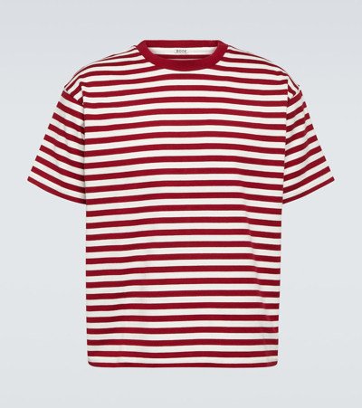 Bode Sawyer Striped Cotton T-shirt In Maroon Cream