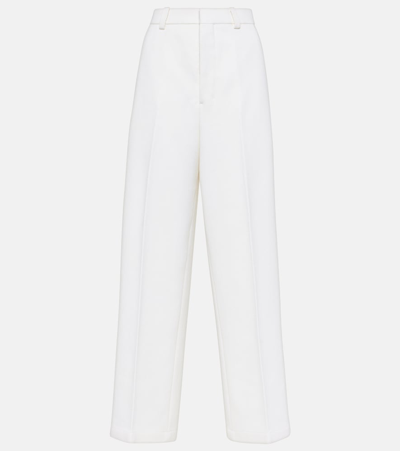 Ami Alexandre Mattiussi High-rise Wool-blend Wide-leg Pants In White