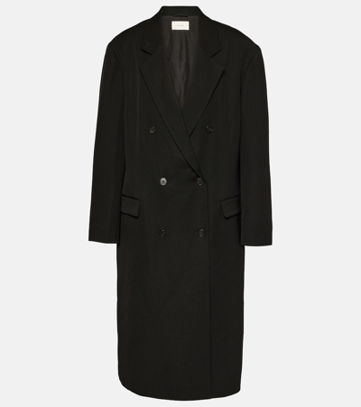 The Row Diana Long Double-breasted Coat In Black