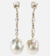Mateo 14kt Gold Earrings With Pearls And Topaz In White