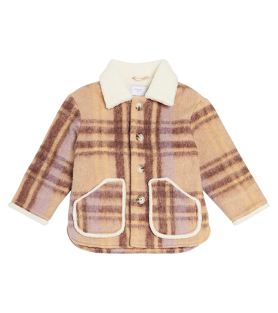 Paade Mode Kids' Teddy-trimmed Checked Coat In Multicoloured