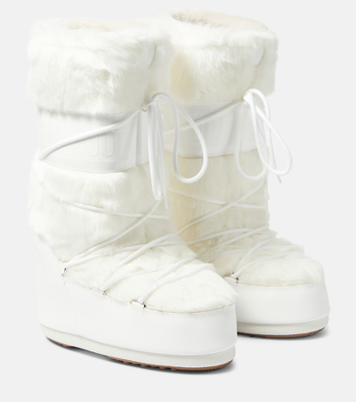 Moon Boot Icon Faux Fur-trimmed Snow Boots In White