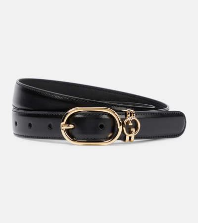 Gucci Gg Leather Belt In Black