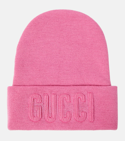 Gucci Logo Wool Beanie In Pink