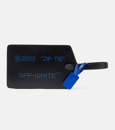 Off-white Zip Tie Medium Leather Clutch In Black