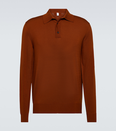 Berluti Leather-trimmed Wool Jumper In Red