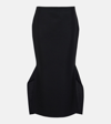 The Row Patillon Topstitched Wool And Mohair-blend Midi Skirt In Black