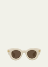 Loewe Inflated Pantos 46mm Round Sunglasses In Ivry/brn