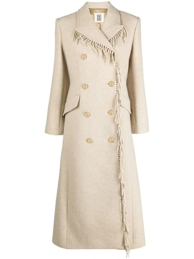 By Malene Birger Gardeniia Fringed Wool-blend Coat In Beige