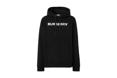 Pre-owned Burberry Logo Print Cotton Hoodie Black