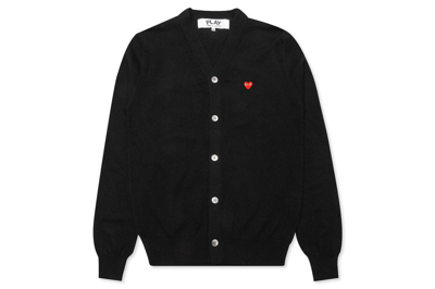 Pre-owned Comme Des Garçons Comme Des Garcons Play Little Red Heart Cardigan Sweater Black