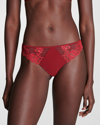 Simone Perele Lace-trim Thong In Lipstick