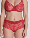 Simone Perele Saga Lace-embroidered Stretch-mesh Briefs In Lipstick
