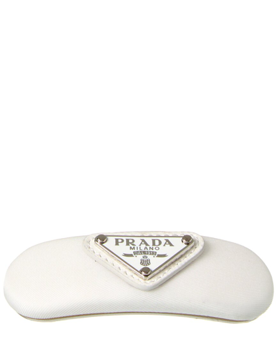 Prada Logo Nylon Hair Clip In White