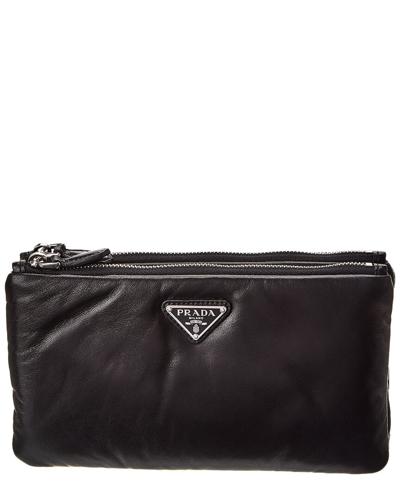 Prada Two Detachable Leather Pouches In Black