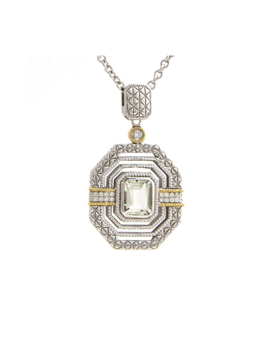 Andrea Candela Gatsby 18k & Silver 3.03 Ct. Tw. Diamond & Green Amethyst Necklace