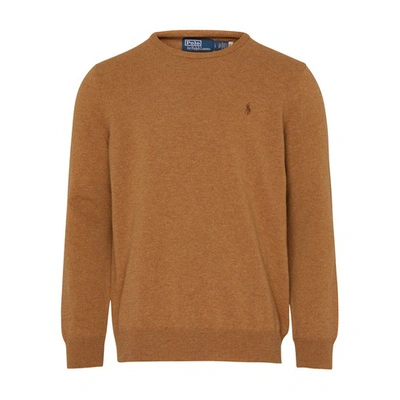 Ralph Lauren Round-neck Sweater With Logo In Latte_brown_heather