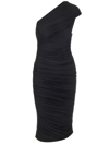 Gauge81 Ira One-shoulder Draped Jersey Midi Dress In Black