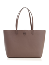 Tory Burch Mcgraw Leather Tote In Grey