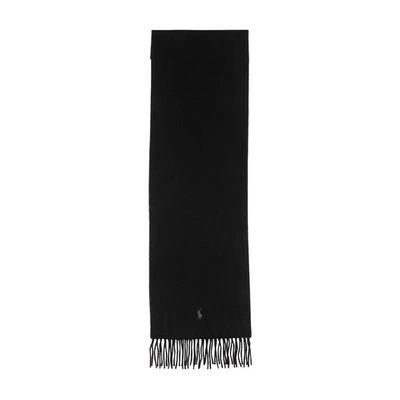 Ralph Lauren Fringed Scarf In Polo_black