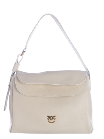 Pinko Bag  Leaf Hobo In Grained Leather In Crema