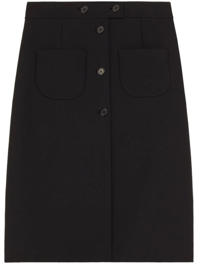 Courrèges Crepe-textured A-line Midi Skirt In Black