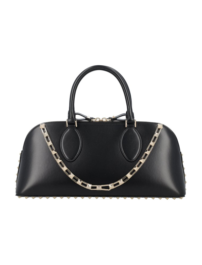 Valentino Garavani Valentino Rockstud Zipped Medium Tote Bag In Black