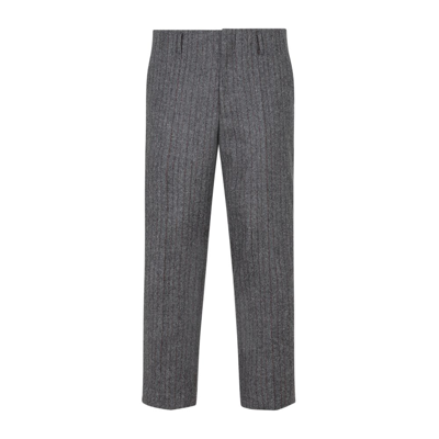 Dries Van Noten Paolo Striped Trousers In Grey