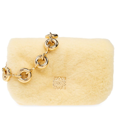 Loewe Puffer Goya Mini Embellished Shearling Shoulder Bag In Vanilla