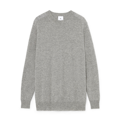 G. Label By Goop Gia Classic Cashmere Crewneck In Medium Grey