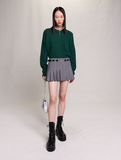 Maje Short Pleated Skirt For Fall/winter In Grey