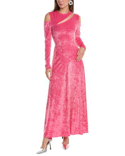 Ganni Velvet Jersey Maxi Dress In Pink