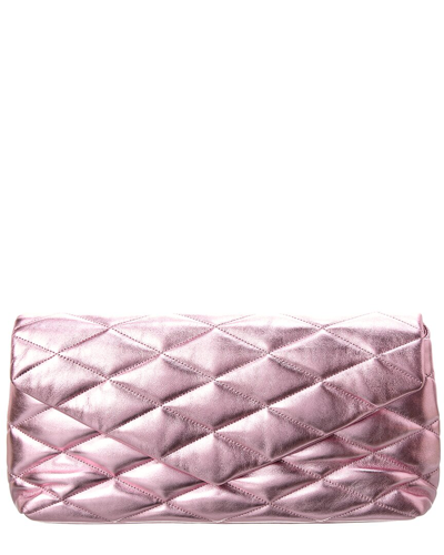 Saint Laurent Sade Puffer Envelope Leather Clutch In Pink